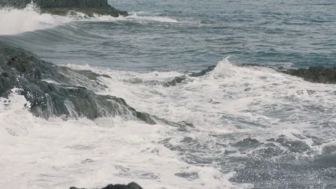 Rocky shore in the ocean Stock Footage 75915571