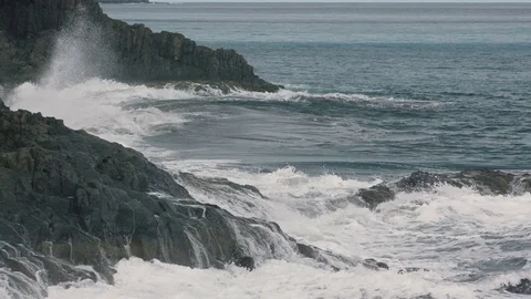 Rocky shore in the ocean Stock Footage 75916337