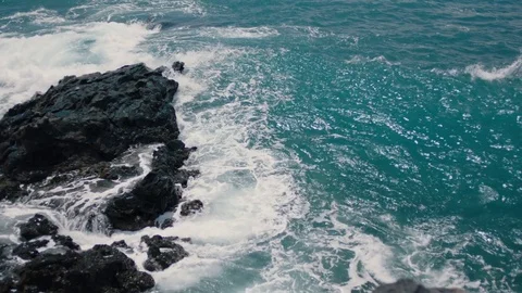 Rocky shore in the ocean Stock Footage 75925998