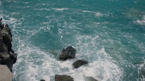Rocky shore in the ocean Stock Footage 75942202