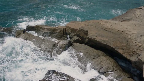 Rocky shore in the ocean Stock Footage 75944466