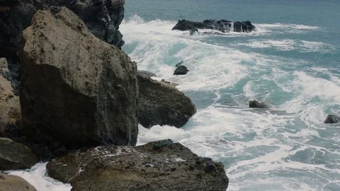 Rocky shore in the ocean Stock Footage 75946200