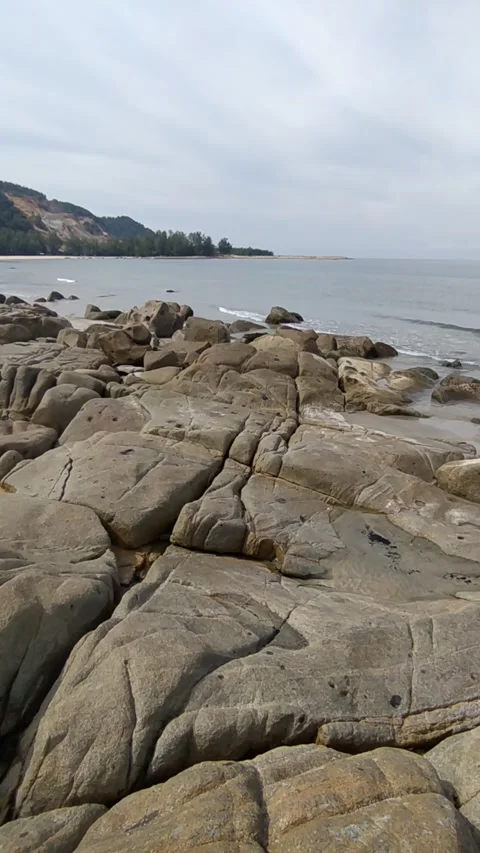 Rocky Shore Ocean Waves 4K Stock Footage 335939148
