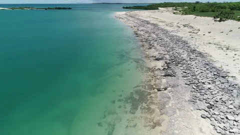 Rocky shoreline from above Stock Footage 145998053
