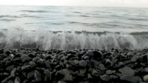 Rocky Shoreline with Gentle Waves Stock Footage 342035308