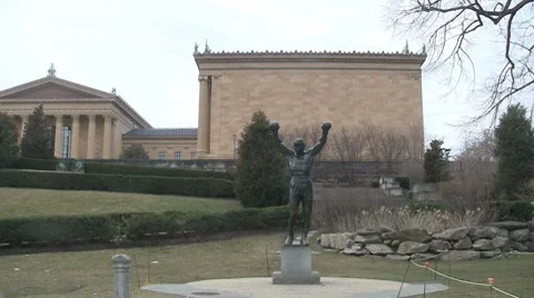 Rocky Statue in Philadelphia Stock Footage