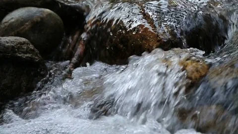 Rocky Stream Close Up Slow Motion Stock Footage 95454164