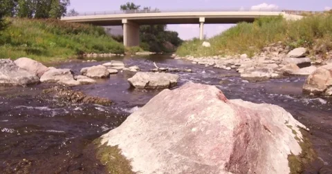 Rocky Stream Under Bridge Video stock 79897130