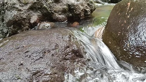 Rocky Stream Water Flow Close Up Natural Texture Detail Stock Footage 330582905