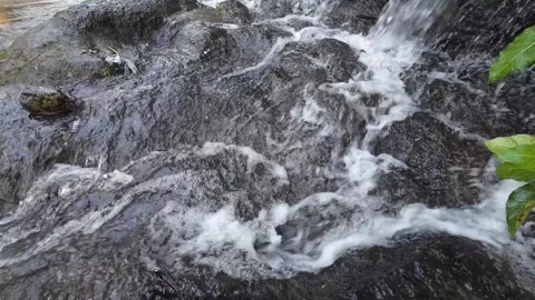 Rocky Stream with White Water Flowing Through Natural Stones 4K Stock Footage 337309404