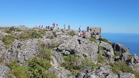 Rocky Summit and Station, Table Mountain, Cape Town, South Africa 8K Stock Footage 347934110