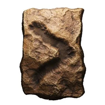 Rocky symbol right angle bracket. Font of stone isolated on white background. 3d Stock Illustration