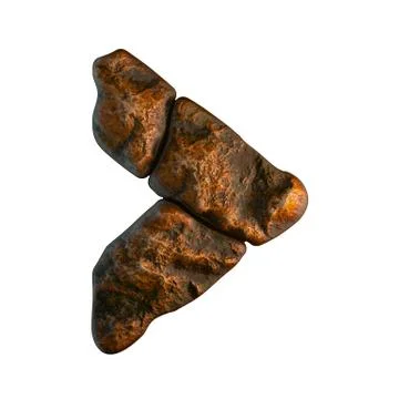 Rocky symbol right angle bracket. Font of stone on white background. 3d Ilustração Stock
