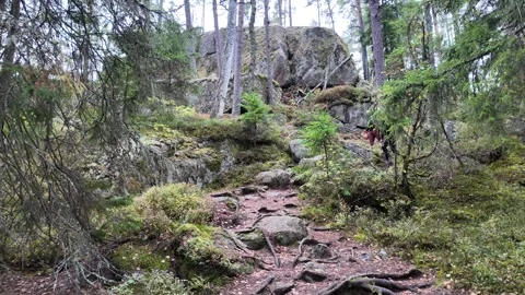 Rocky Trail Beneath a Large Boulder Video stock 347681815