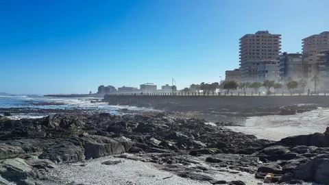 Rocky volcanic shore Stock Photos