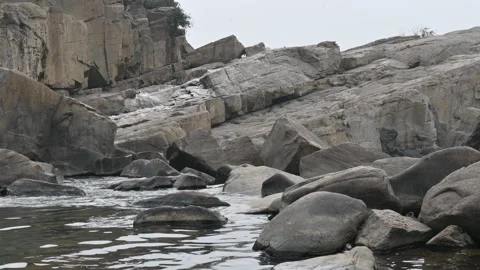 A rocky waterfall edge. Stock Footage 337038143