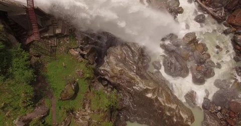 Rocky Waterfall from Overhead Stock Footage 81002981