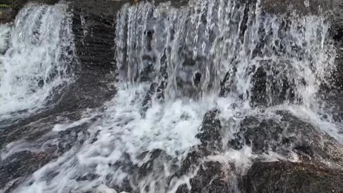 Rocky Waterfall Stream with White Water Splashing in 4K Stock Footage 337308938