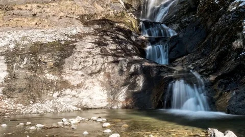 Rocky Waterfall Sun Timelapse 4k Stock Footage 75232091