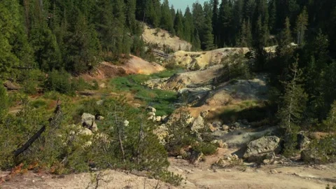 Rocky White Cliffside - Devil's Geothermal Area - Lassen Volcanic National Park Stock Footage 338151396