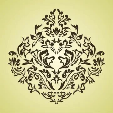 Rococo, baroque element, classic damask, swirls, scrolls, isolated Stock Illustration