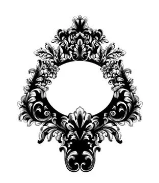 Rococo Baroque Mirror frame. Vector French Luxury rich intricate ornaments. V Stock Illustration