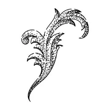 Rococo baroque victorian border sketch hand drawn black Illustrazione stock