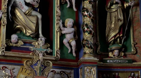 Rococo decoration inside chapel , baroque Video stock 45464950