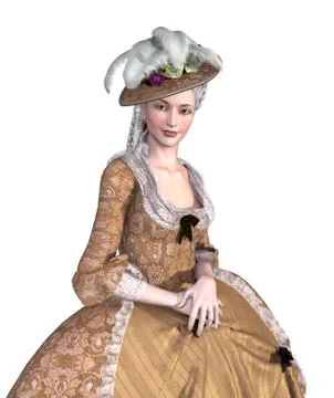 Rococo Lady Portrait Stock Illustration