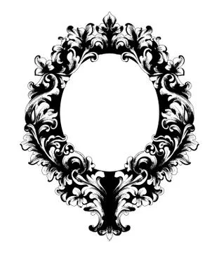 Rococo ornamented mirror frame Vector. Victorian border monogram floral ornam Stock Illustration