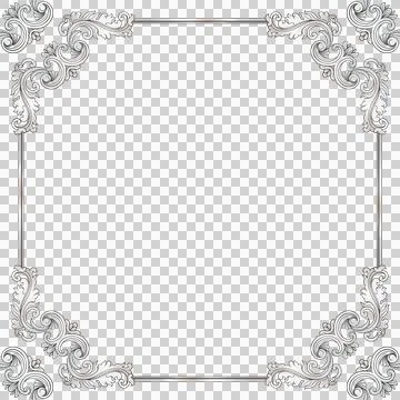Rococo-style border is being shown in vector art on transparent background with イラスト素材