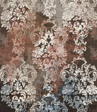 Rococo texture pattern Vector. Floral ornament decoration old effect. Victori Stockillustratie