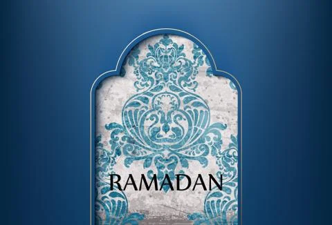 Rococo texture pattern Vector with Ramadan text Stock Illustration