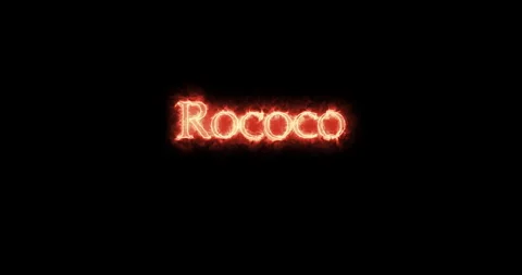 Rococo written with fire. Loop Video stock 227532287