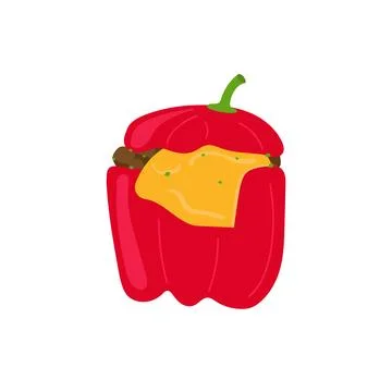 Rocoto relleno. Peruvian version of stuffed peppers. Traditional cuisine Stock Illustration