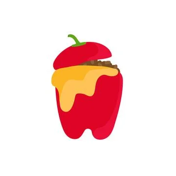 Rocoto relleno. Peruvian version of stuffed peppers. Traditional cuisine Stock Illustration