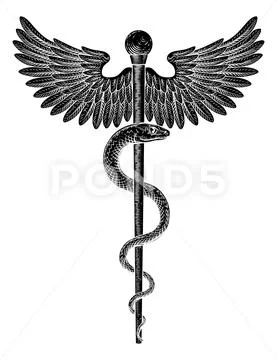 Rod of Asclepius Vintage Medical Snake Symbol: Royalty Free #156227786