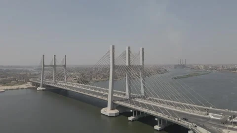 Rod El Farag Axis Bridge over the Nile River in Cairo, Egypt Stock Footage 313969631