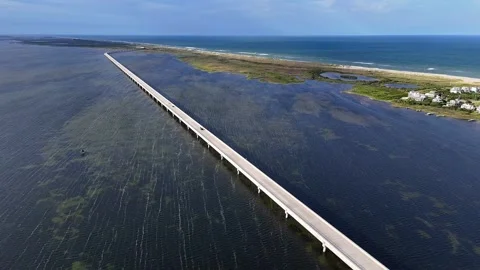 Rodanthe, US NC - 08 26, 2025:Rodanthe Bridge commonly called Jug Handle Bridge Video stock 330179741