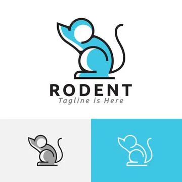 Rodent Little Cute Mouse Line Logo Symbol Stock Illustration