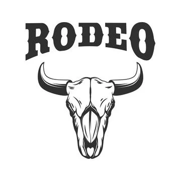 Rodeo. Buffalo skull. Design element for logo, label, sign, poster.Vector i.. Stock Illustration