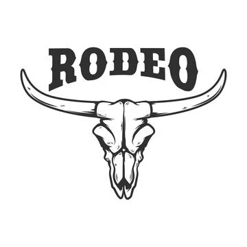 Rodeo. Buffalo skull. Design element for logo, label, sign, poster.Vector i.. イラスト素材