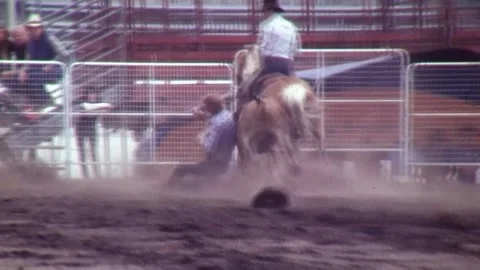 RODEO - CRAZY COW CHASE / WRANGLING (1982) Stock Footage 243727754