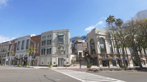 Rodeo Dr Empty - no people - no cars - beverly Hills Video stock 127408849