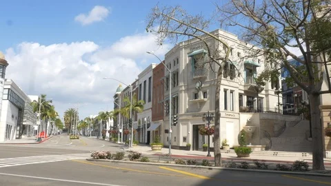 Rodeo Drive Completely Empty - no cars - no people - beverly hills Video stock 127410223