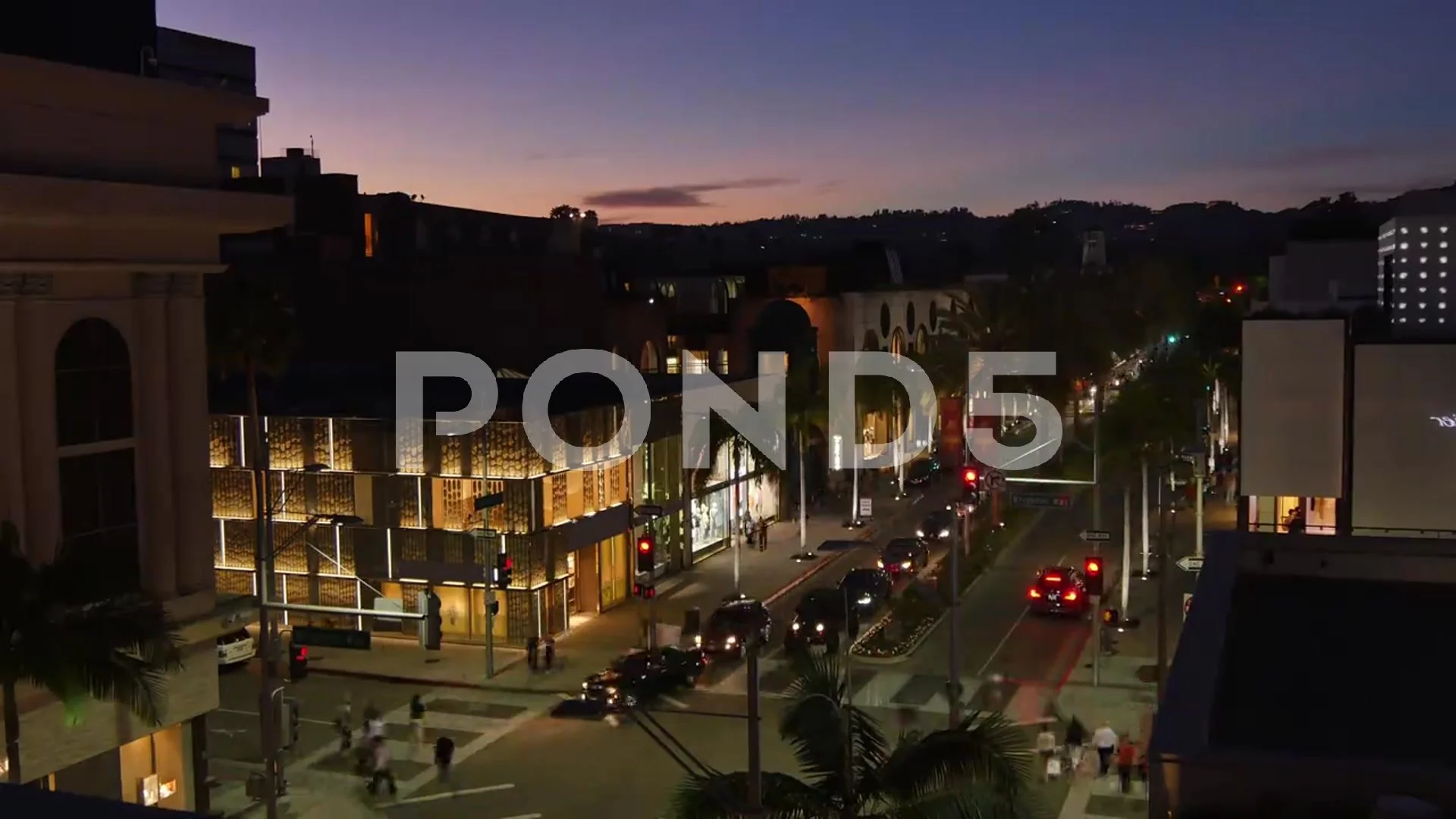 Rodeo Drive Night Timelapse, Stock Video