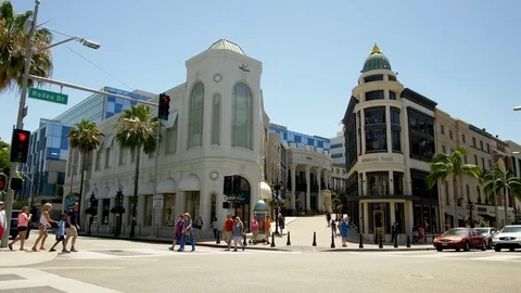 Rodeo Drive Shops in Beverly Hills Stock Footage