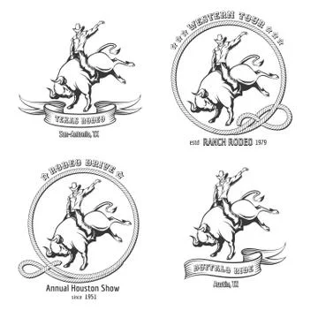 Rodeo Emblem Set Stock Illustration
