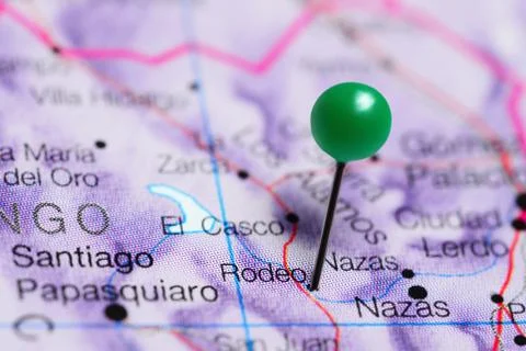 Rodeo pinned on a map of Mexico Foto stock