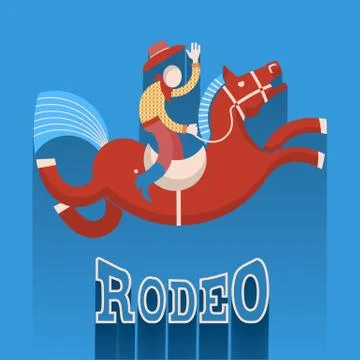 Rodeo poster.cowboy on horse Stock Illustration